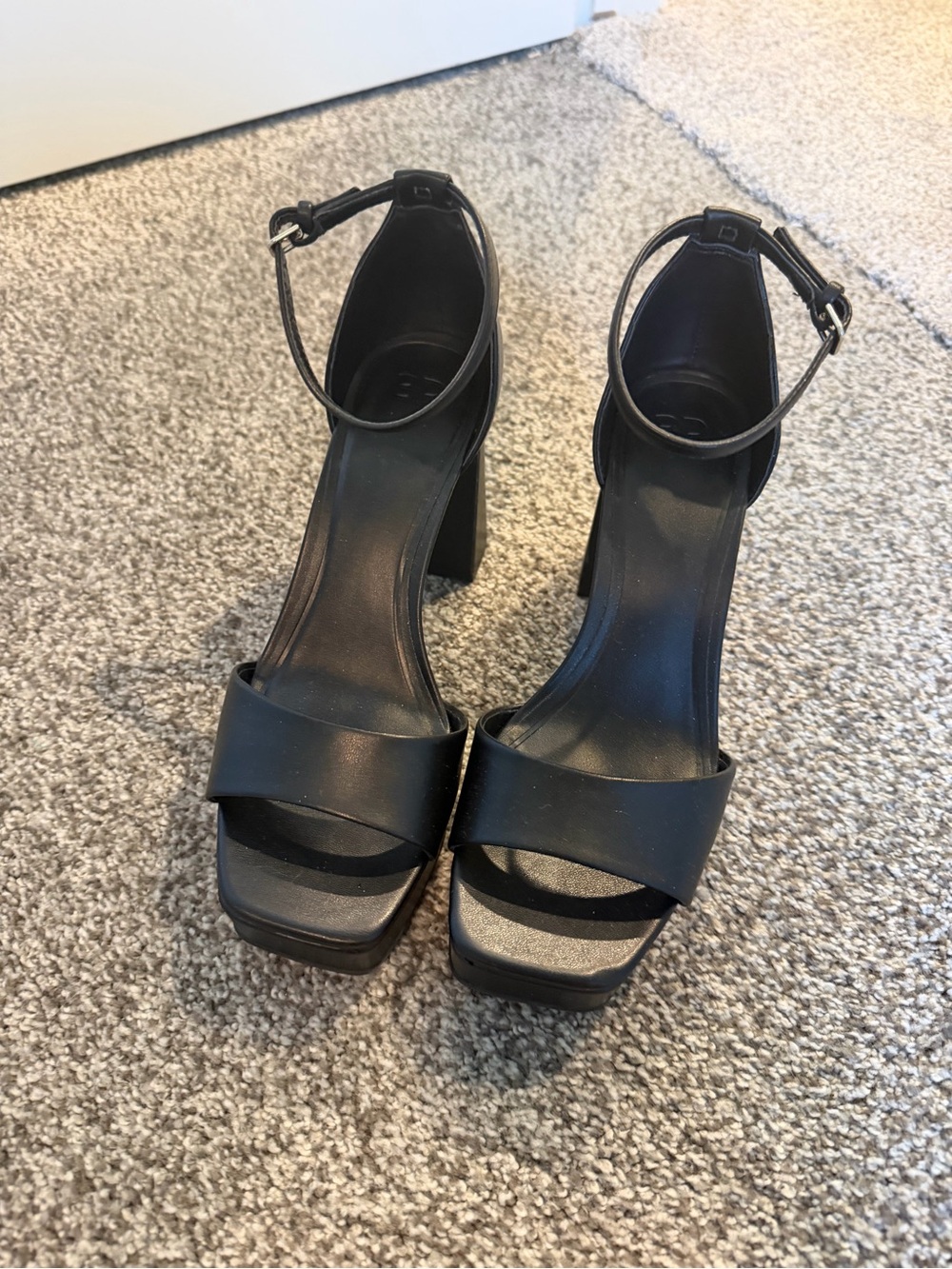 Nordstrom Black Platform Ankle-Strap Block Heels